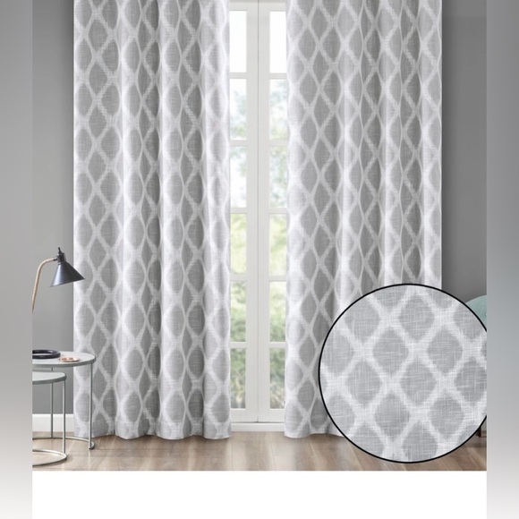 SunSmart Kagen Printed Ikat Blackout Curtain Panel Pair 50"W X 84"L - Grey - Picture 3 of 9